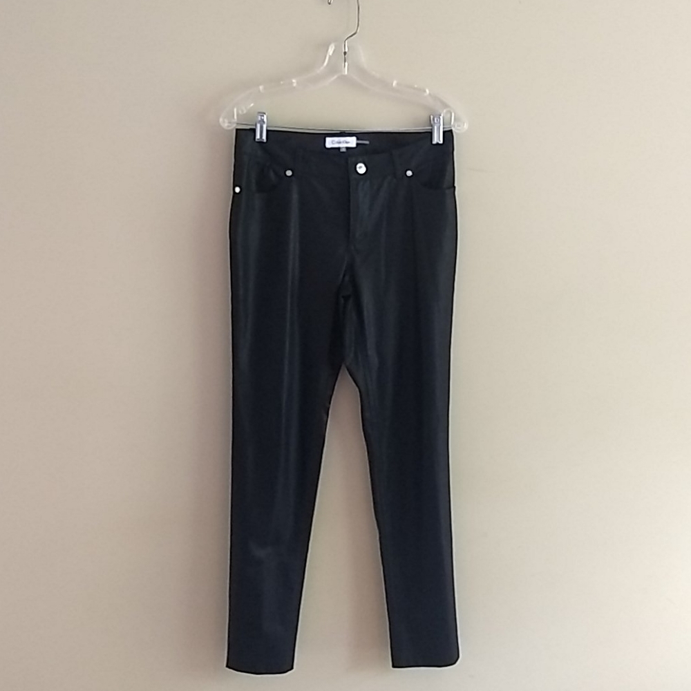 Calvin Klein Faux Leather  Black Jeans Sz 4